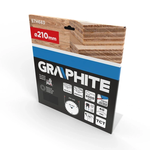 Tarcza do cięcia drewna 210x30 mm Graphite 57H683