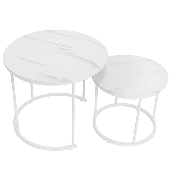 Zestaw stolików Belivio ALBA WHITE MARBLE