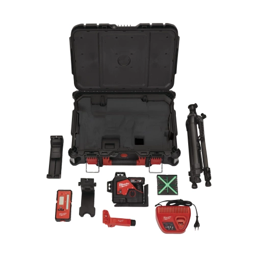 Zielony laser krzyżowy Milwaukee M12 3PLKIT-401P