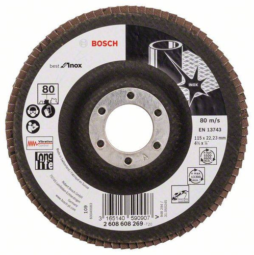Listkowa tarcza szlifierska X581, Best for Inox 115x22,23x80 Bosch 2608608269