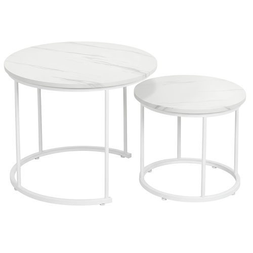 Zestaw stolików Belivio ALBA WHITE MARBLE