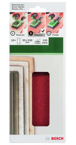 Zestaw 10 szt. papierów ściernych 230x93mm P120 Bosch 2609256A97