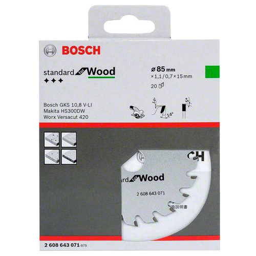 Tarcza do cięcia drewna Bosch Optiline Wood - średnica 85mm, 20T