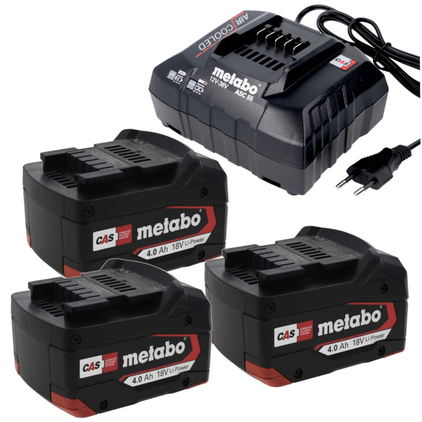 Zestaw zasilający Metabo 685049000 - 3 akumulatory Li-Power 18 V 4,0 Ah + ładowarka ASC 30-36 V