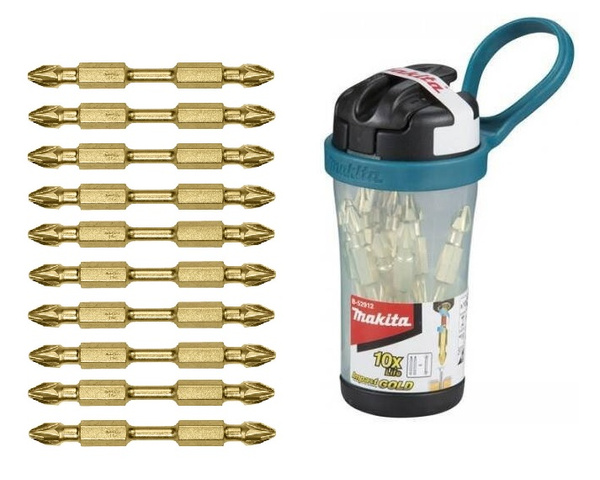 Zestaw 10 szt. bitów dwustronnych PZ2 Makita B-52928
