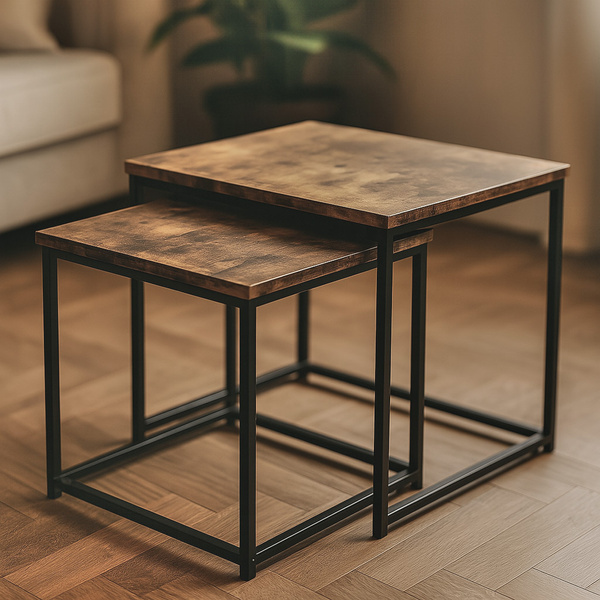 Zestaw stolików Belivio VERSO RUSTICAL OAK