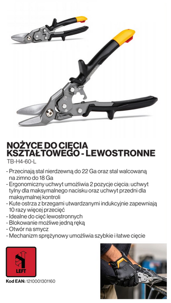 Nożyce do cięcia blachy ToughBuilt TB-H4-60-L - lewostronne