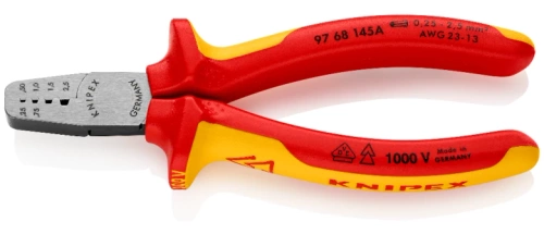 Szczypce do zagniatania tulejek kablowych Knipex 9768145