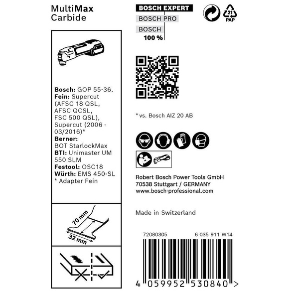 Brzeszczot wielofunkcyjny EXPERT MultiMax MAII 32 APIT 32 mm 10 szt Bosch (2608900032)