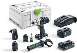 Akumulatorowa wiertarko-wkrętarka udarowa QUADRIVE  PDC 18/4 5,2/4,0 I-Set/XL-SCA 576469 Festool + 2 x akumulator + ładowarka + kufer