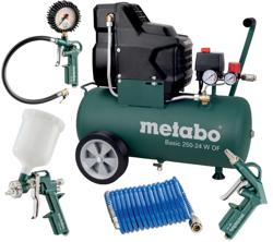 Sprężarka tłokowa Metabo Basic 250-24 W OF 601532000 + Zestaw narzędzi pneumatycznych Metabo LPZ 4