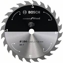 Tarcza do piły tarczowej bezprzewodowej Standard for Wood 184 × 1,6/1,1 × 16 T24 Bosch 2608837698