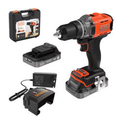 Wiertarko-wkrętarka 18V zestaw 2x akumulator 2.0Ah, ładowarka 1A, kufer transportowy Black Decker (BCD382D2XK-QW)