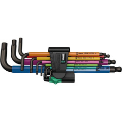 Zestaw kluczy trzpieniowych z kulką Wera Hex-Plus Multicolour, metrycznych, 9 el. 