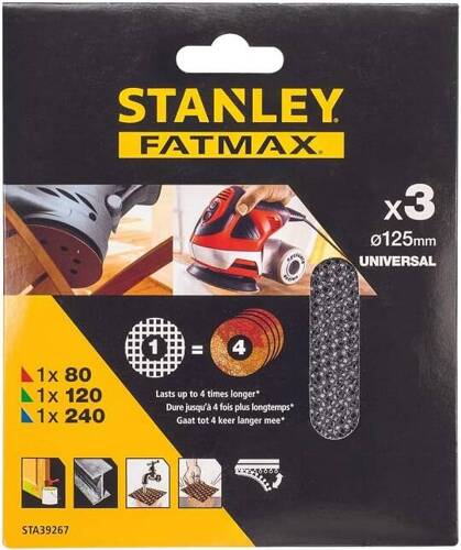 Siatki ścierne 80/120/240 Stanley Fatmax STA39267-XJ