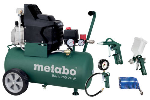 Sprężarka Metabo Basic 250-24 W Set + LPZ 4 - 1500W, max 8 bar, 24L