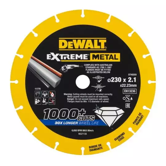 Tarcza diamentowa do cięcia stali 230 mm 22,23, 2,1 mm Dewalt DT40255-QZ