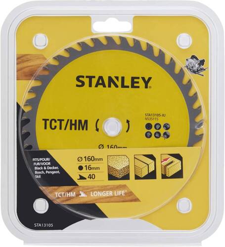 Tarcza do cięcia drewna TCT/HM 160x16 40Z Stanley STA13105-XJ 