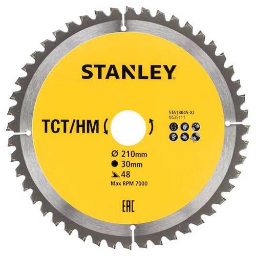 Tarcza do cięcia drewna TCT/HM 210x30 48Z Stanley STA13045-XJ 