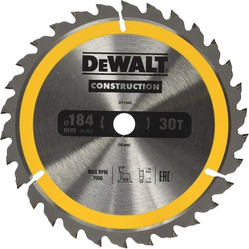 Tarcza do drewna 184x16mm 30 zębów DeWalt DT1940