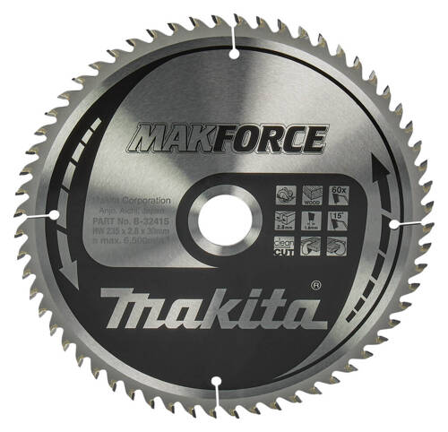 Tarcza do drewna MAKFORCE 235x30x2,8 mm 60Z Makita B-32415