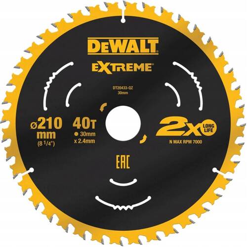 Tarcza pilarska Dewalt DT20433-QZ 210x30/40z