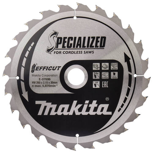 Tarcza tnąca 260 x 30 mm Efficut 24 zęby Makita E-07696