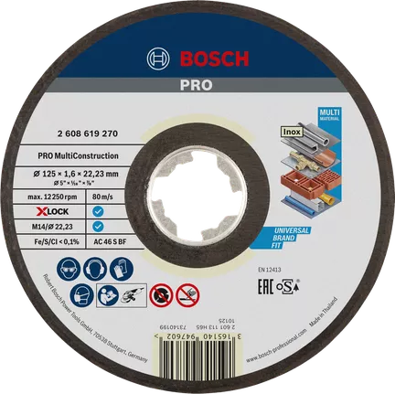 Tarcza tnąca MultiMaterial X-LOCK z prostym otworem ACS 46 V BF 125x22,23 Bosch 2608619270