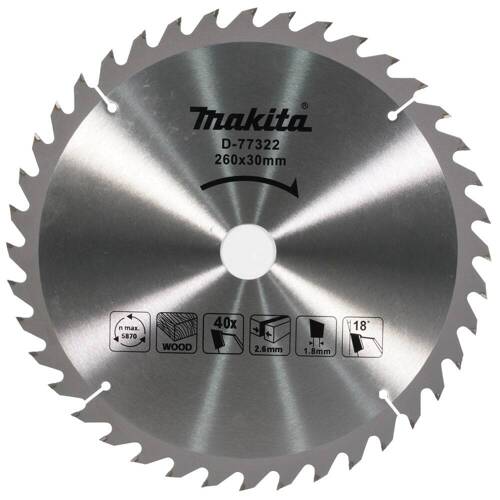 Tarcza tnąca do drewna 260 x 30 mm Makita D-77322