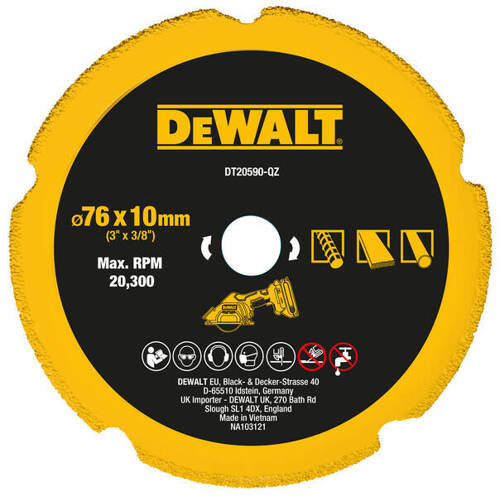 Tarcza tnąca z nasypem diamentowym 76x10 mm Dewalt DT20590-XJ