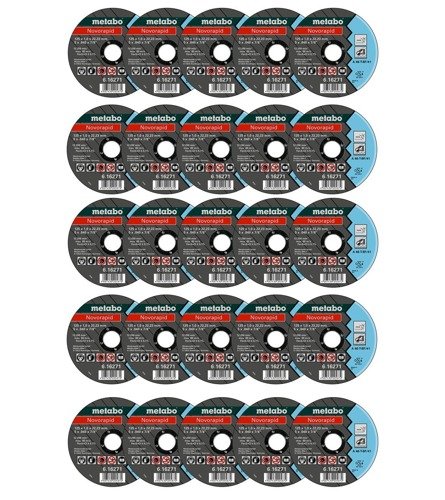 Zestaw 25 szt. tarcz tnących 125 x 1 x 22,23 Novorapid Metabo 616271000-25
