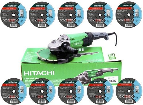 Zestaw Szlifierka kątowa Hikoki ( Hitachi ) G23SW2 W7Z + 10 tarcz gratis