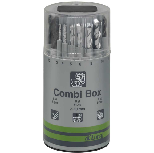 Zestaw wierteł 3-10mm COMBI-BOX (18 szt) LUNA 208730101